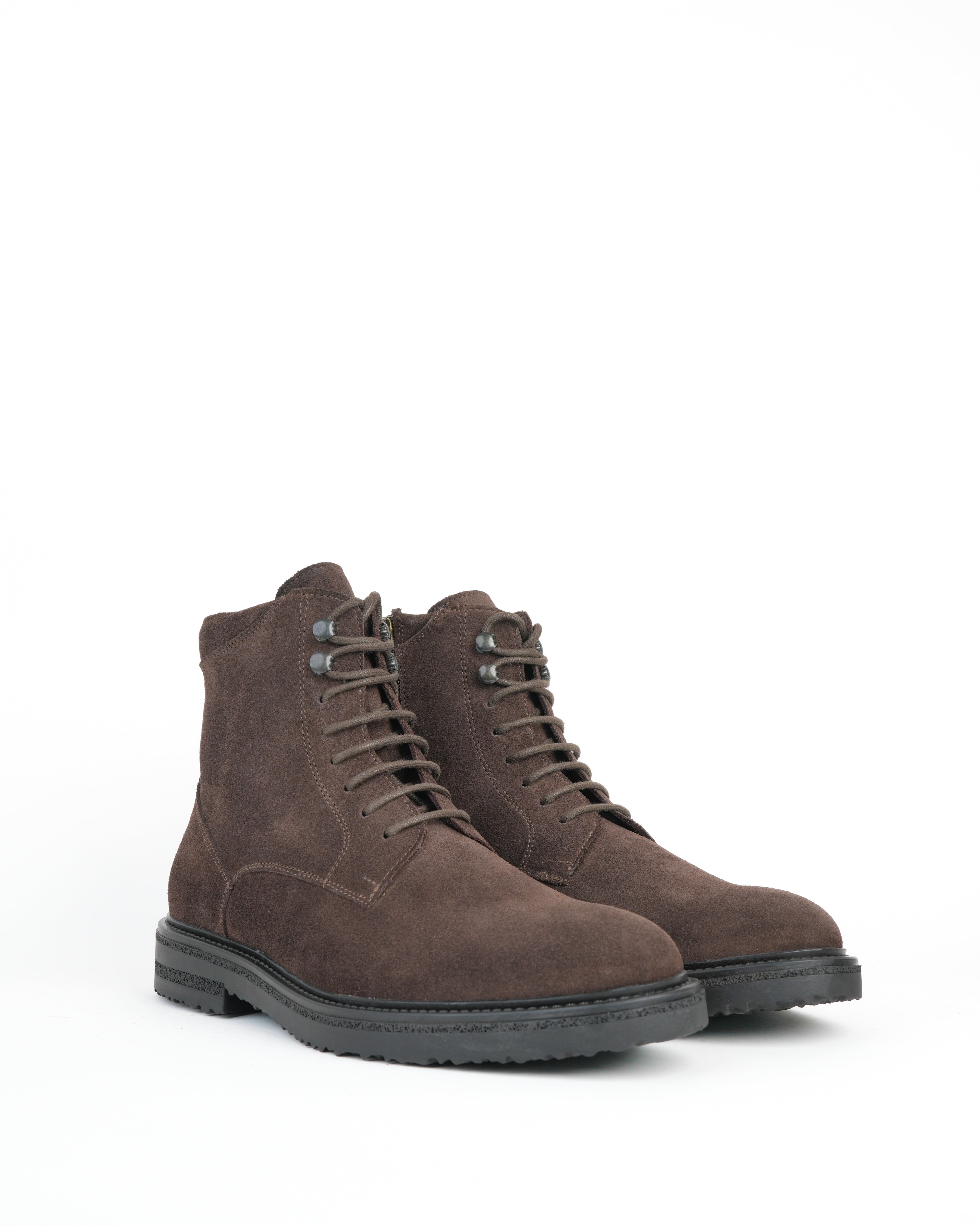 SHALAPI luxury 1.1 plain toe boots in suede leather in brown