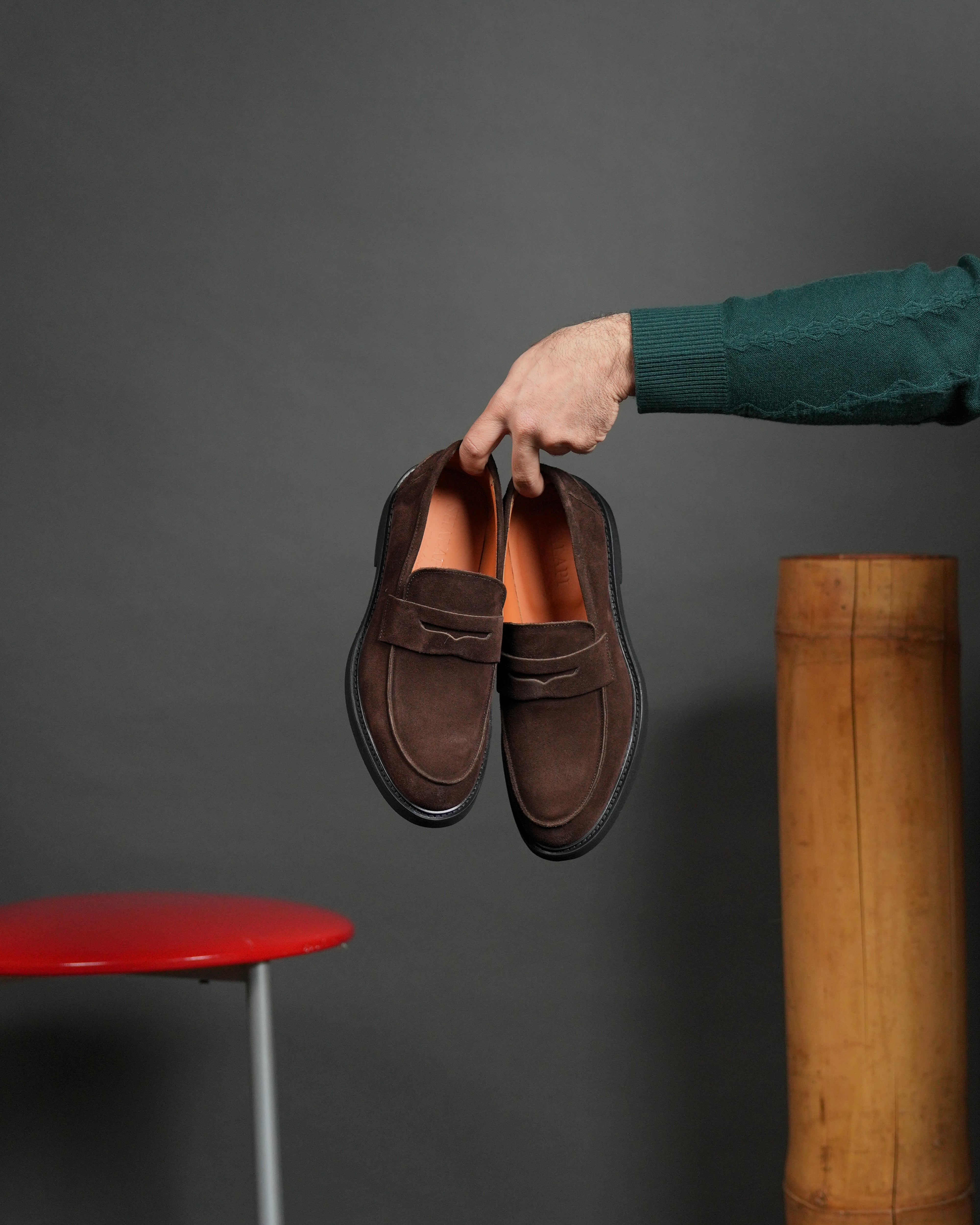 SHALAPI italian penny loafers for men in suede brown