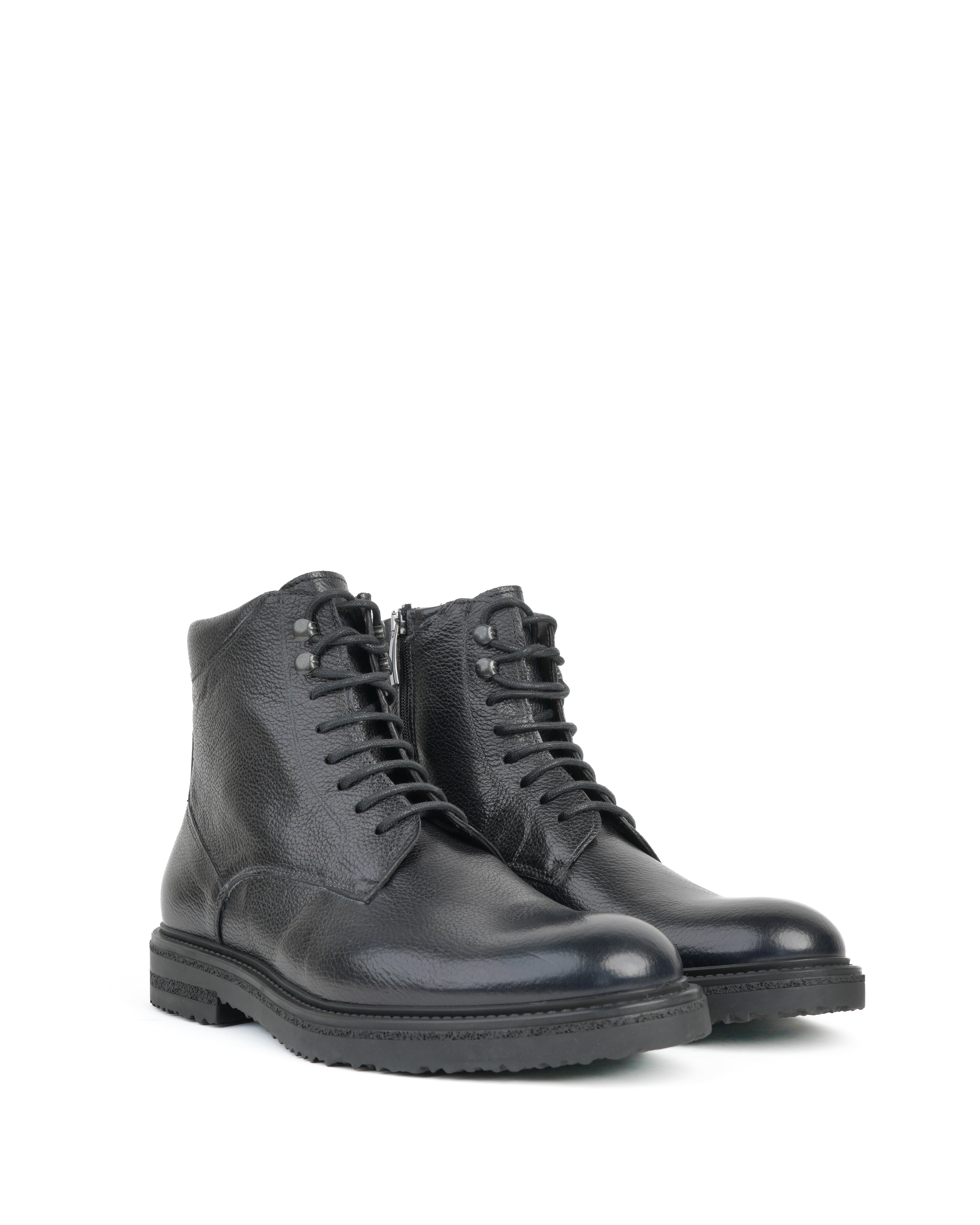SHALAPI luxury 1.1 plain toe boots in full grain leather in black
