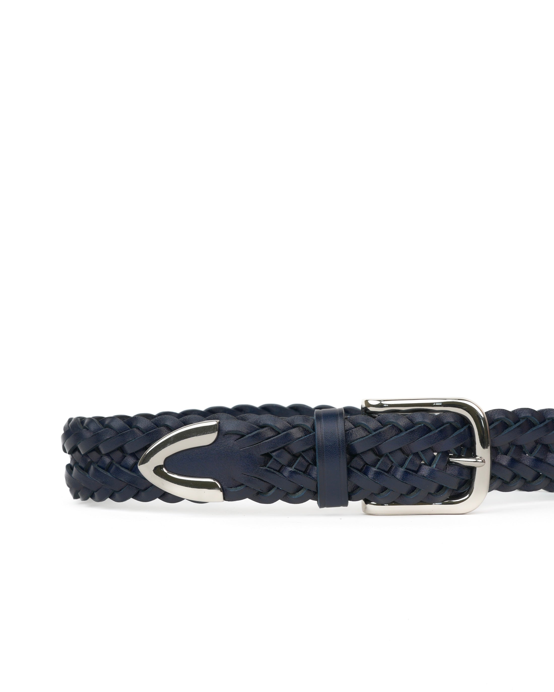 Handmade Braided Leather Belt in Navy Blue – Shalapi Italy