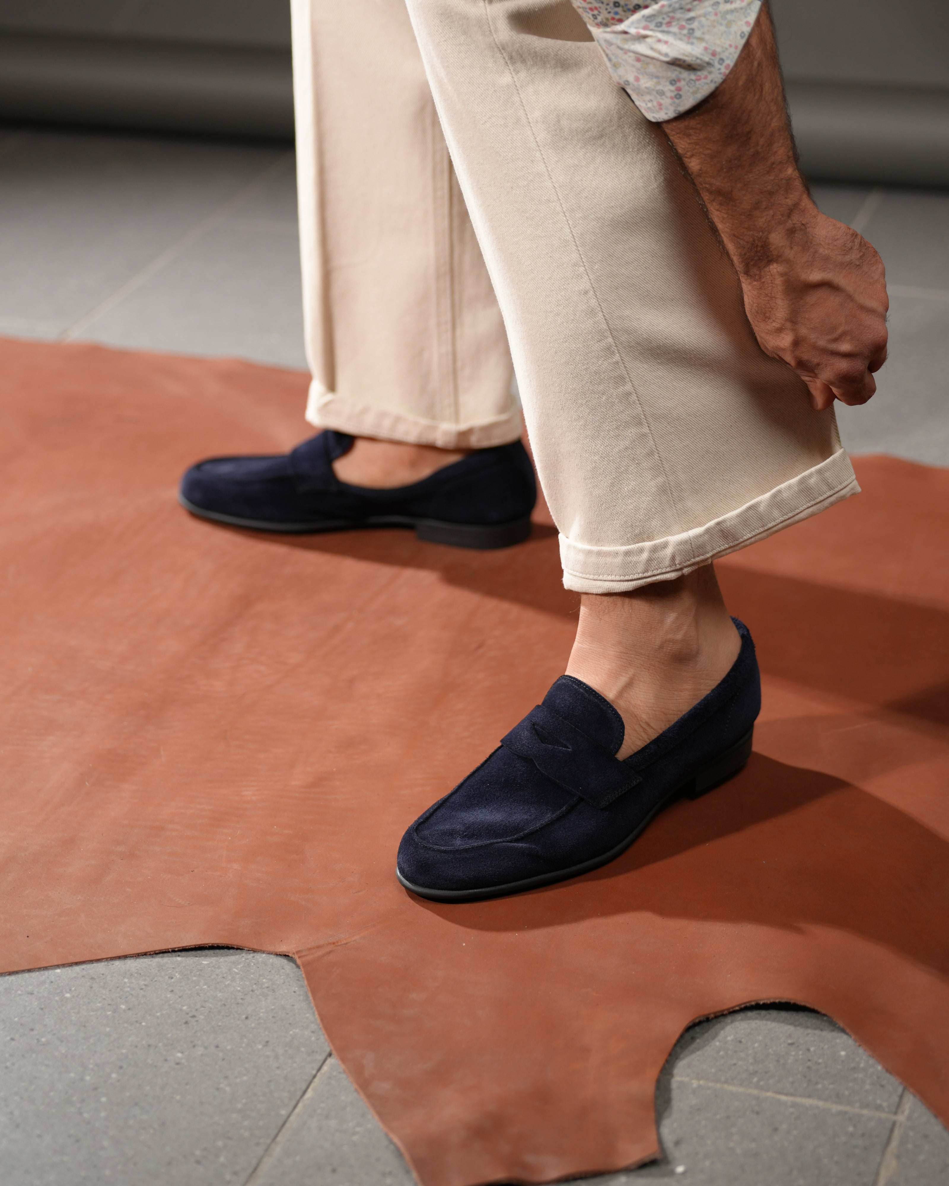 Marechiaro penny loafers in suede blue
