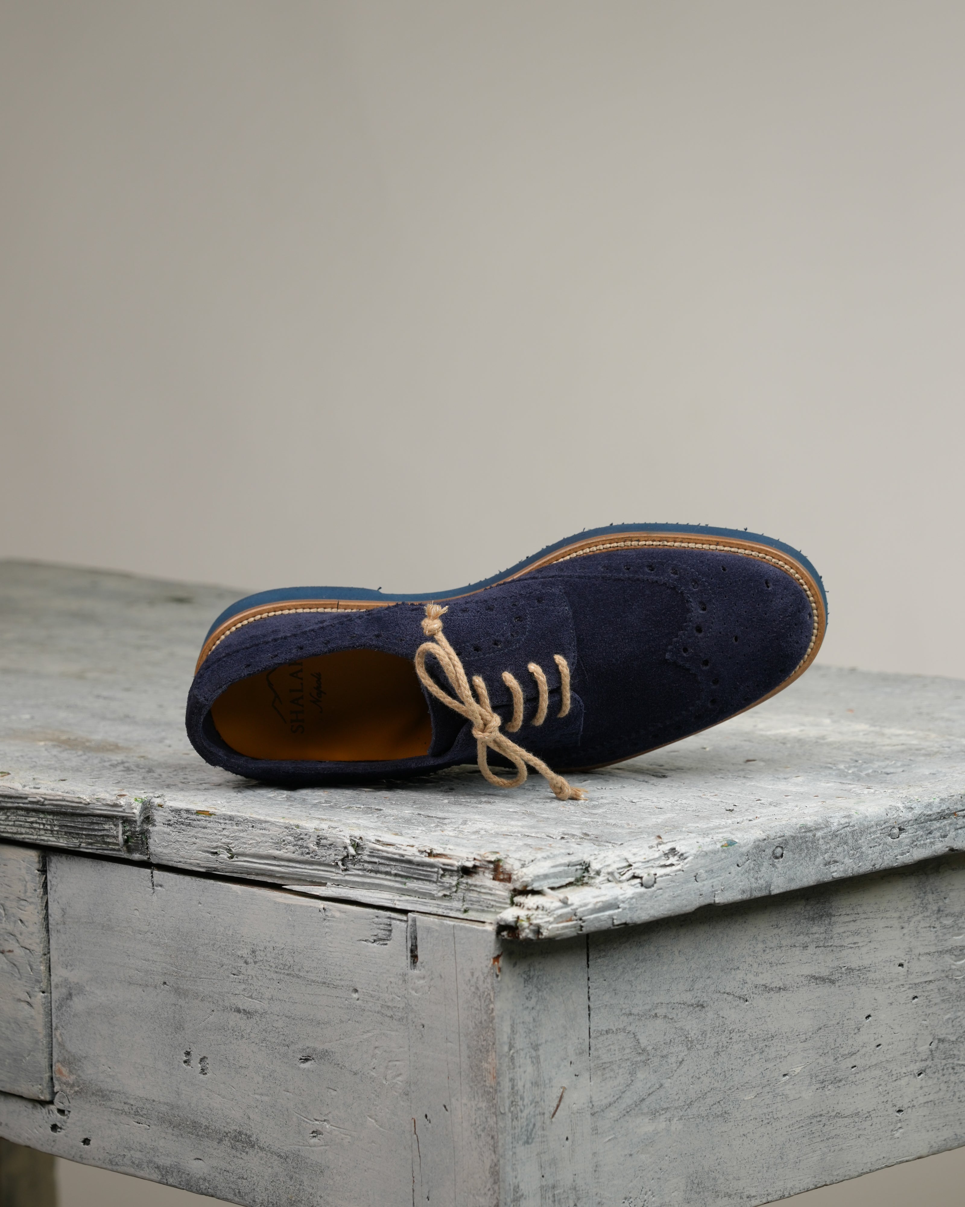 Ponente – Oxford brogue in Blue Suede