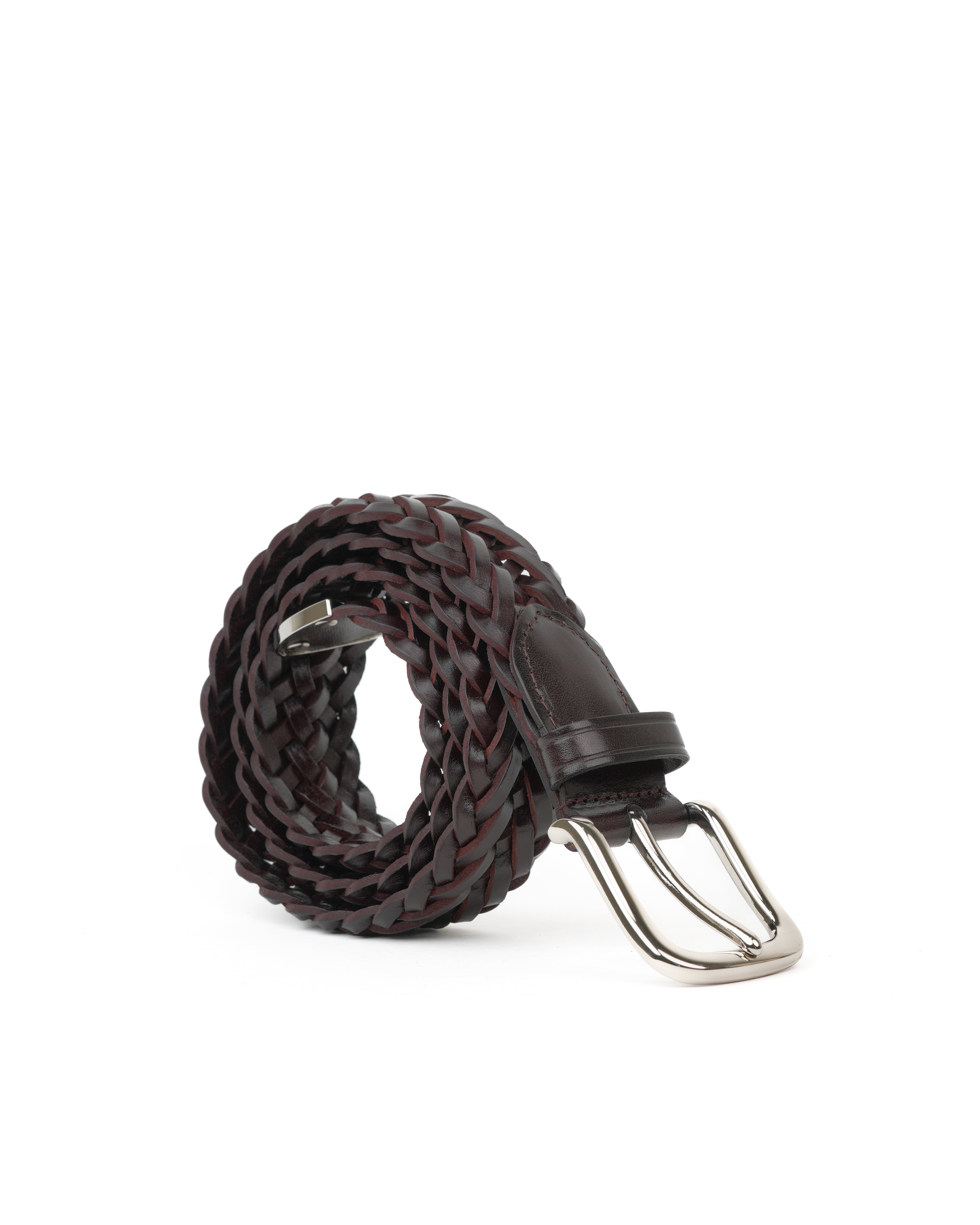 Handmade Braided Leather Belt in brown – Shalapi Italy