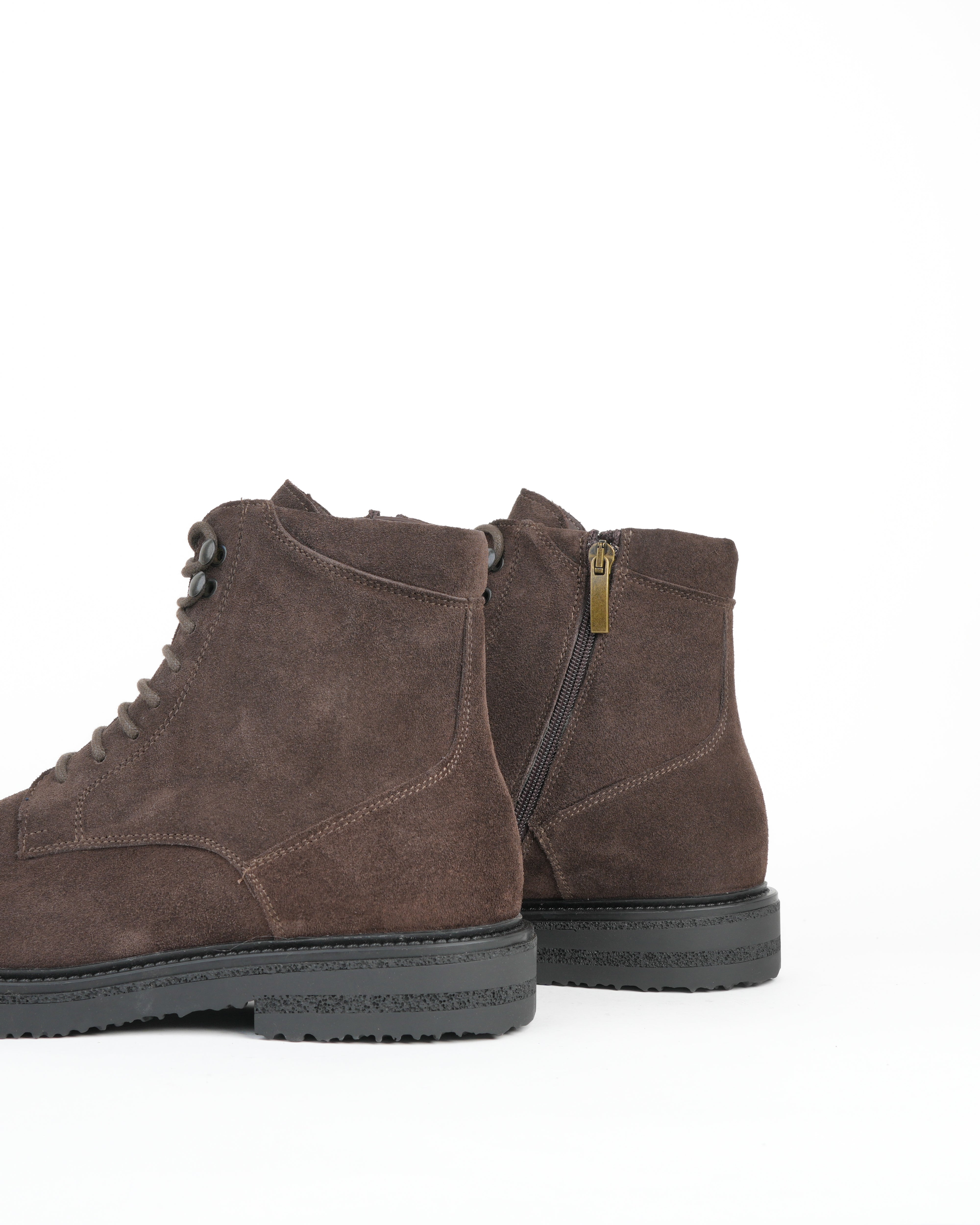 SHALAPI luxury 1.1 plain toe boots in suede leather in brown