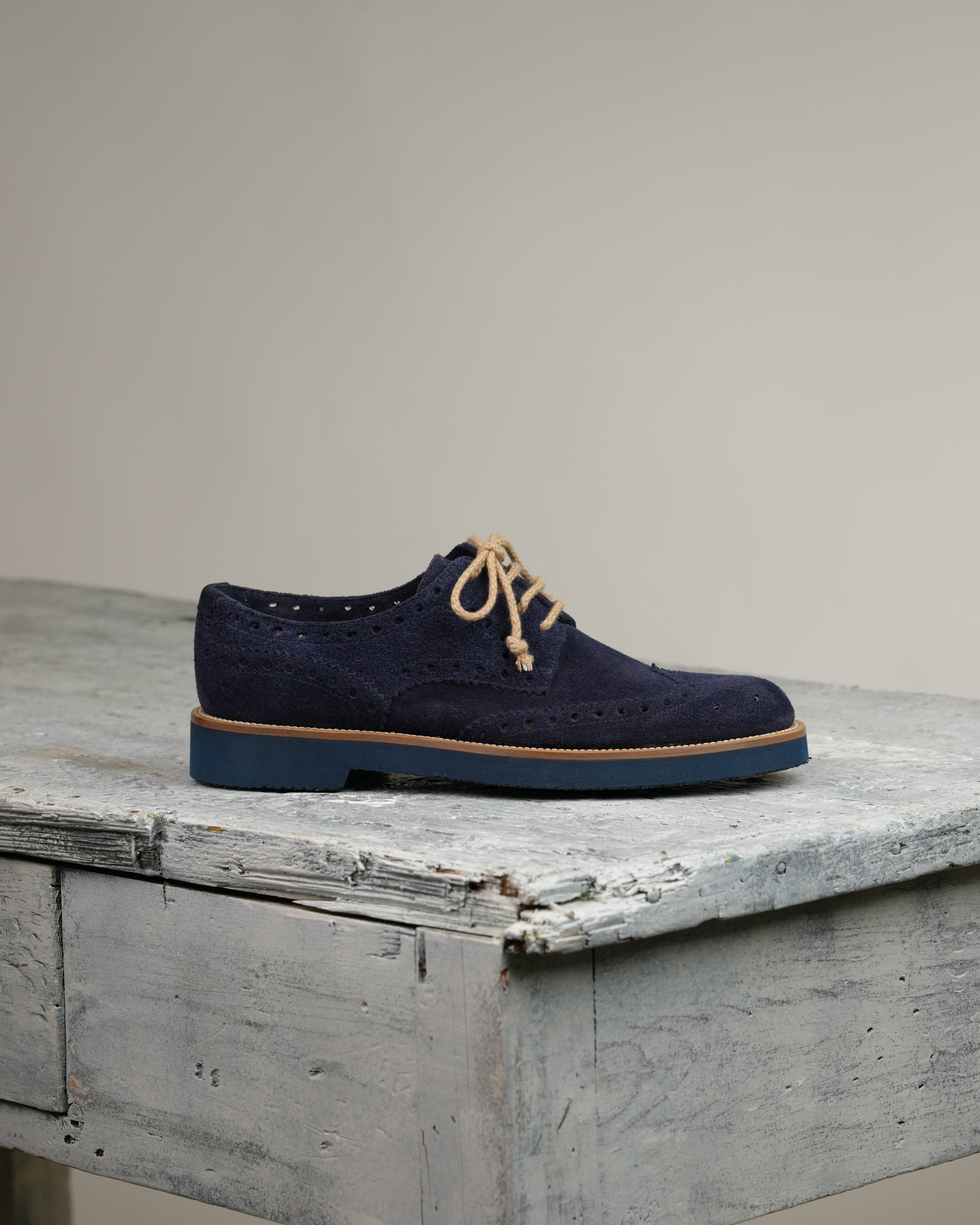 Ponente – Oxford brogue in Blue Suede