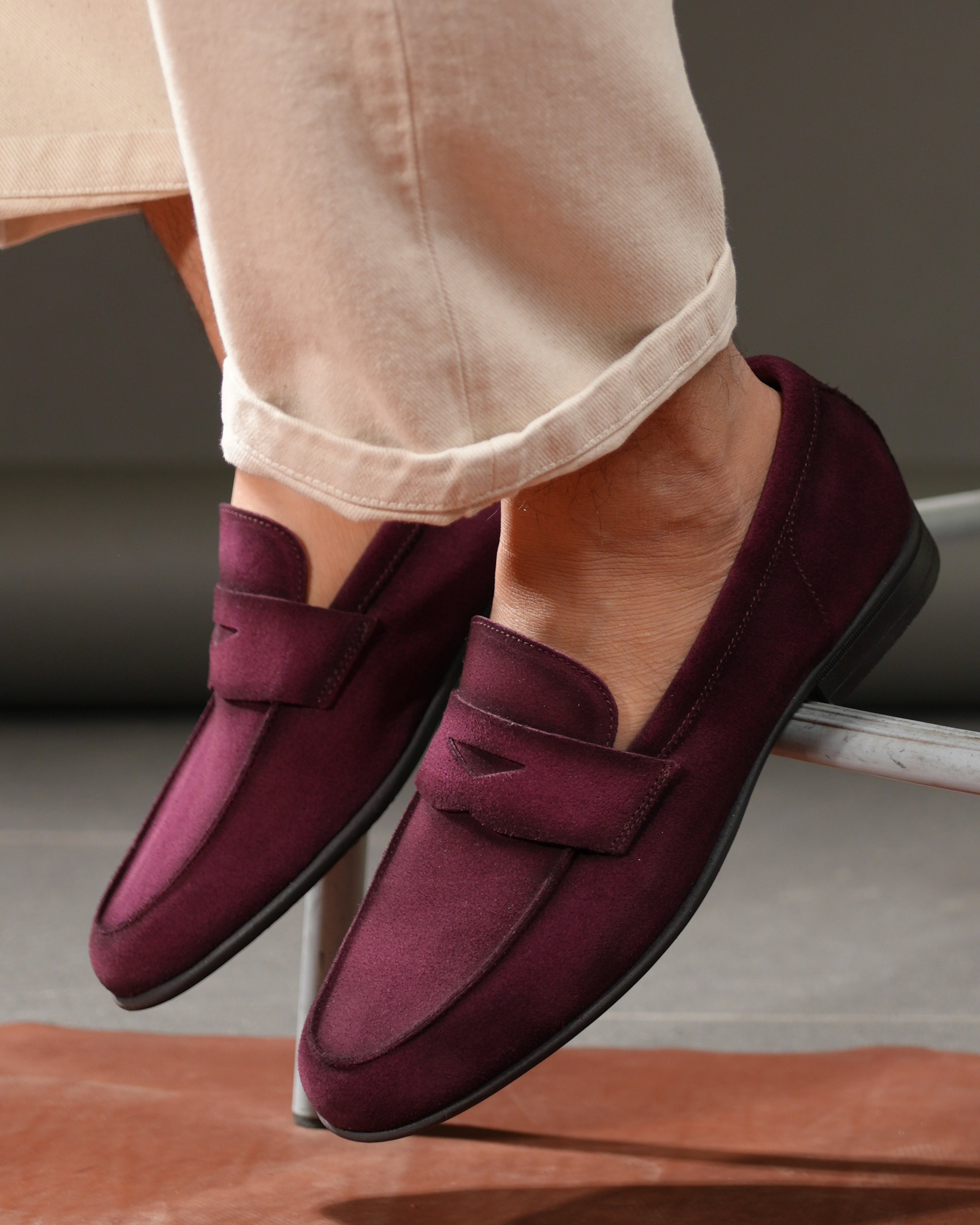 Marechiaro penny loafers in suede burdo