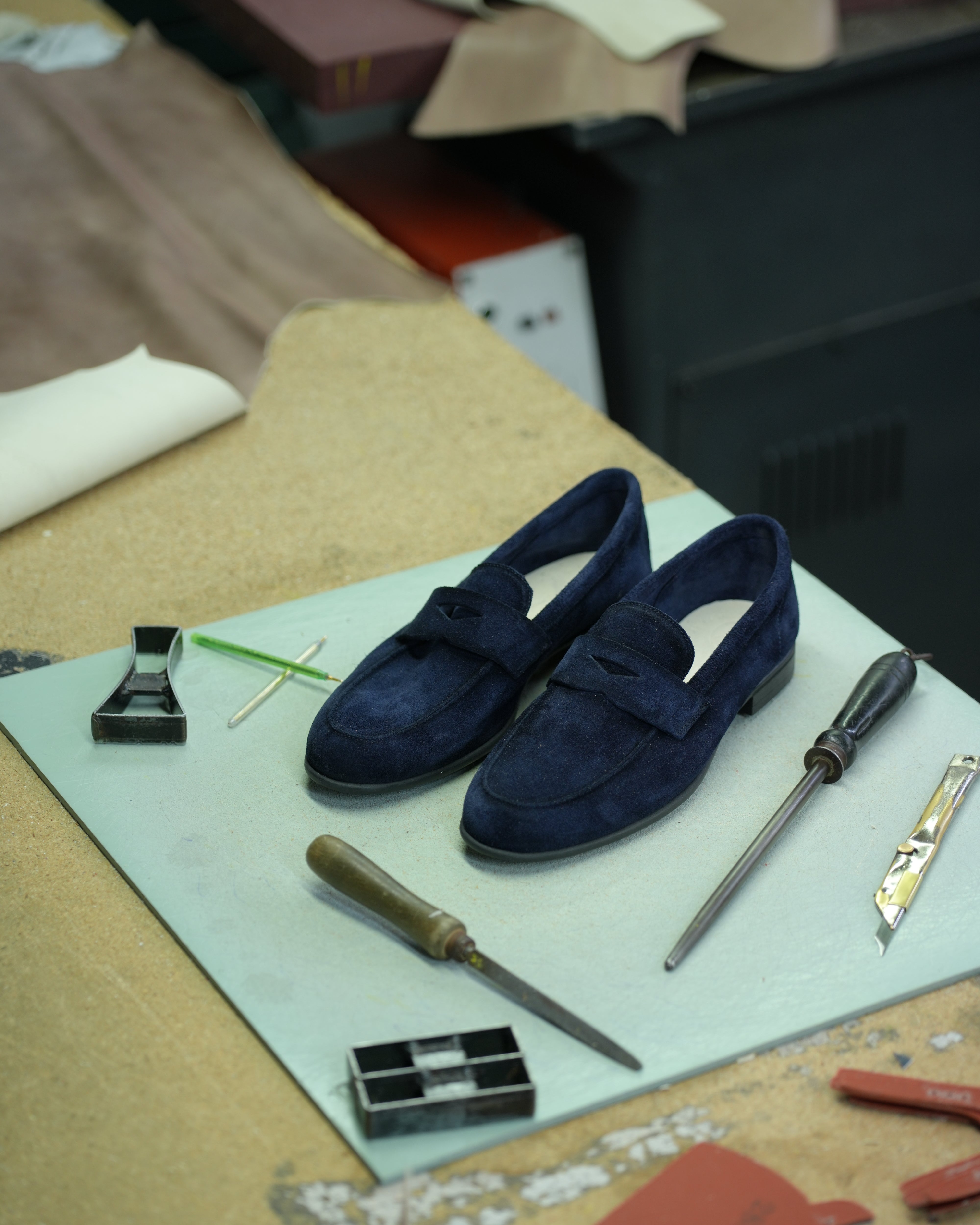 Marechiaro penny loafers in suede blue