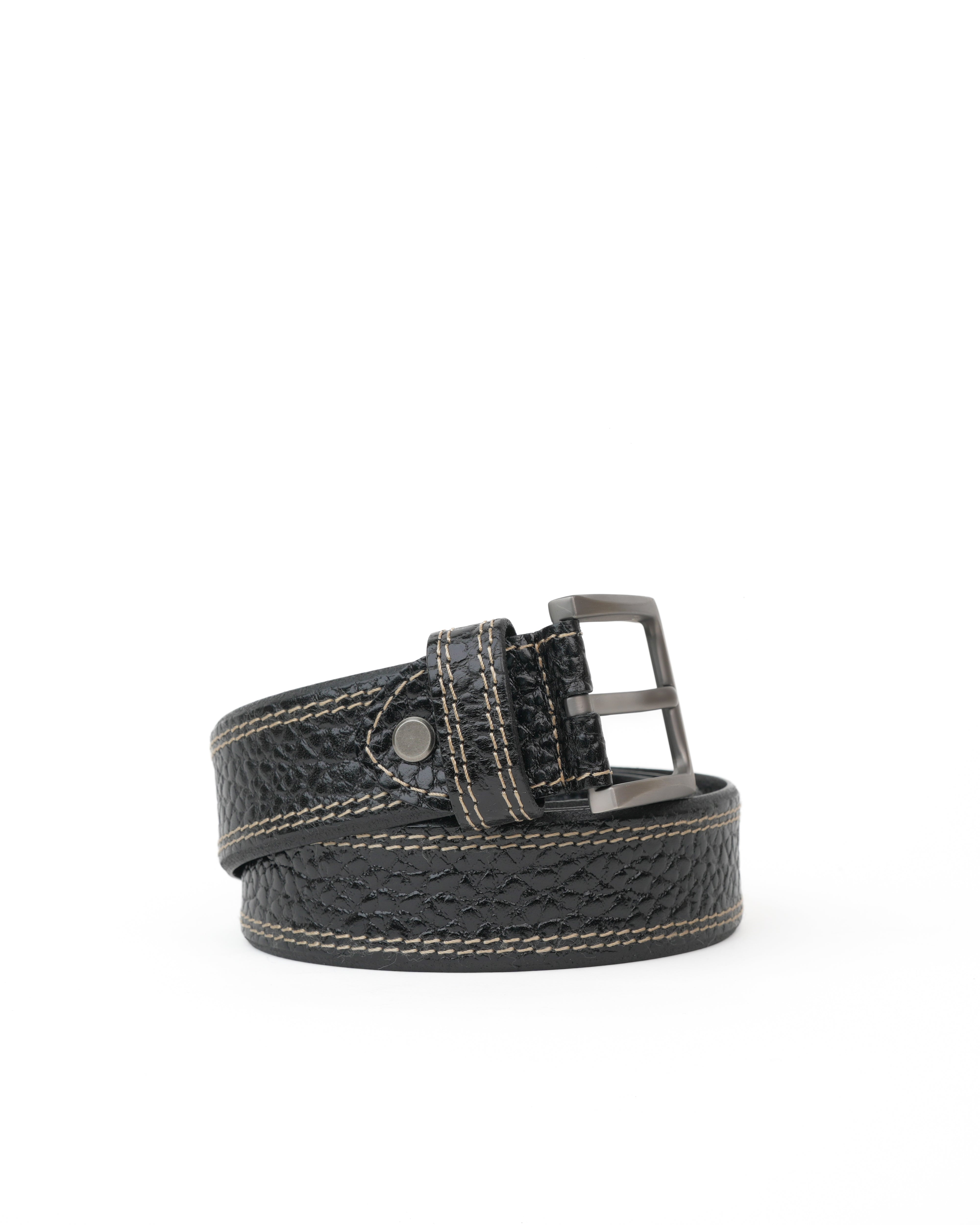 SHALAPI Genuine leather belts for jeans in black