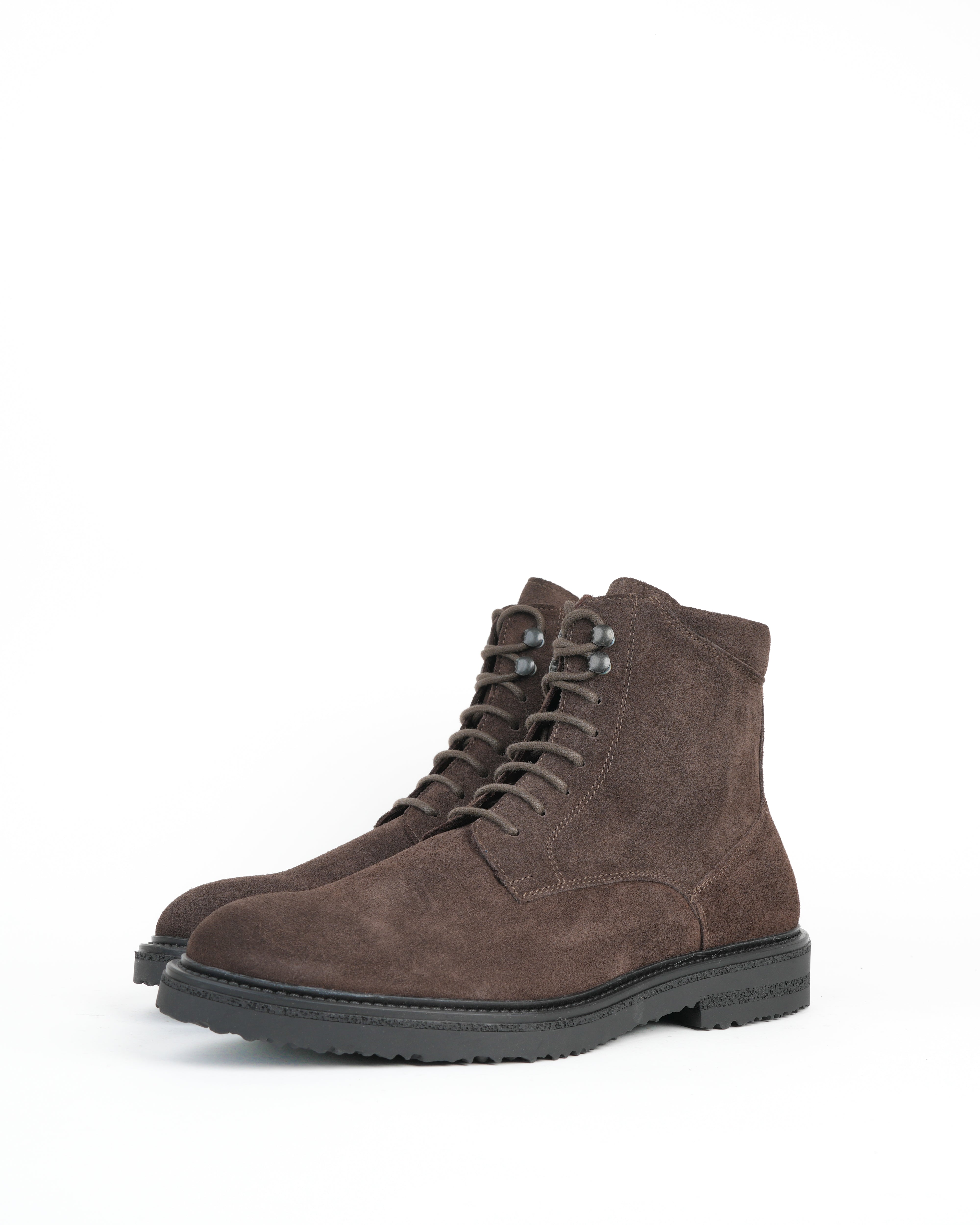 SHALAPI luxury 1.1 plain toe boots in suede leather in brown