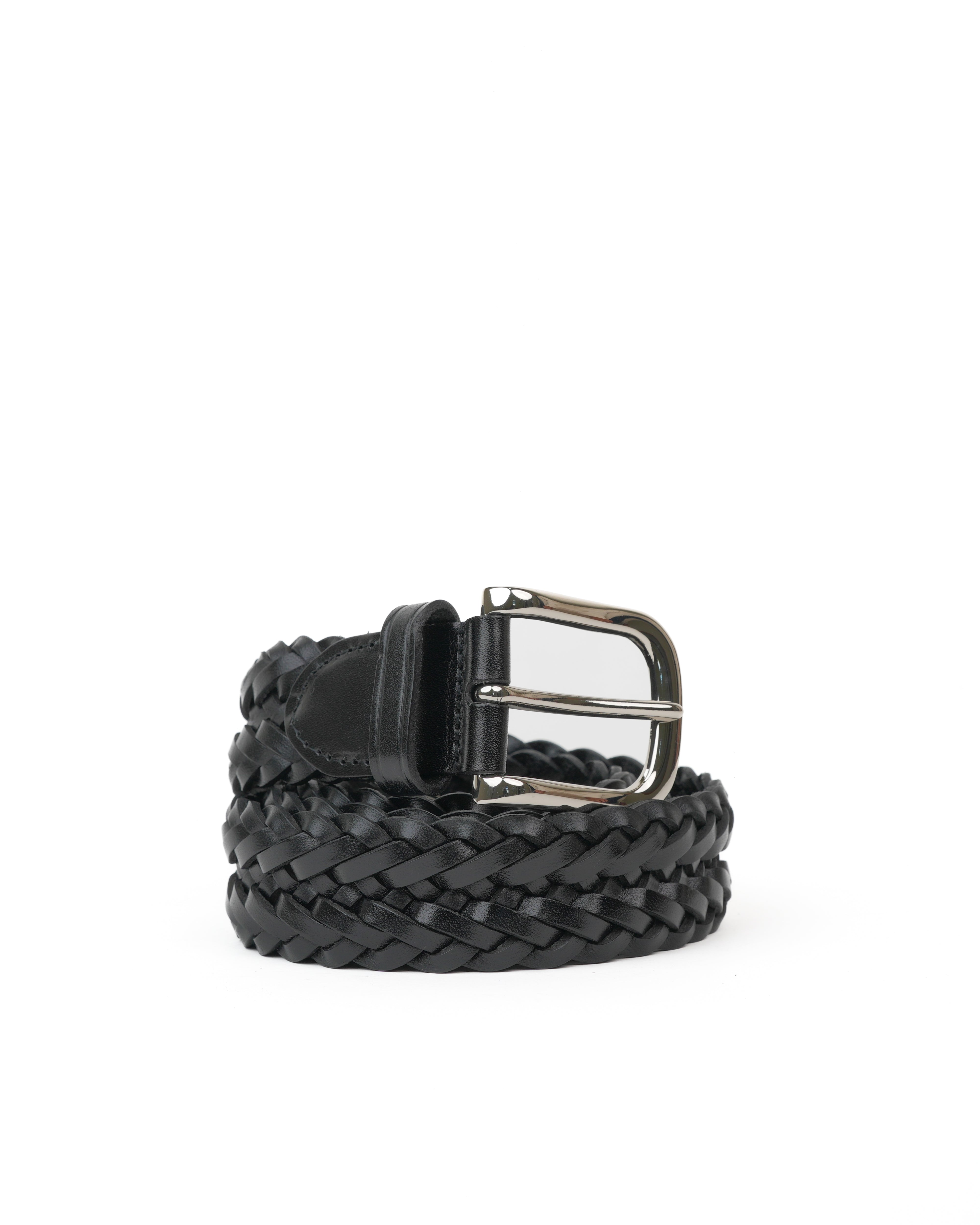 Handmade Braided Leather Belt in black – Shalapi Italy