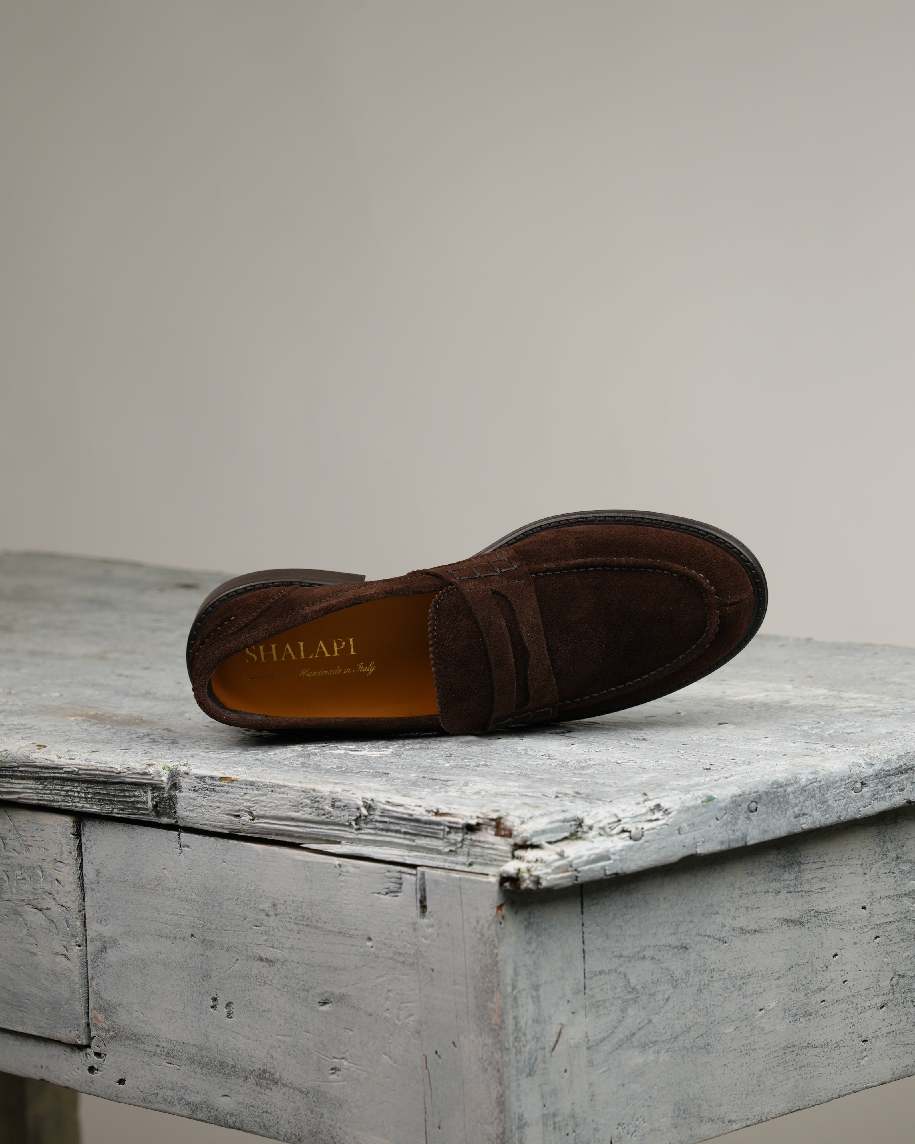 SHALAPI Matera 1.1 penny loafers for men in suede Brown
