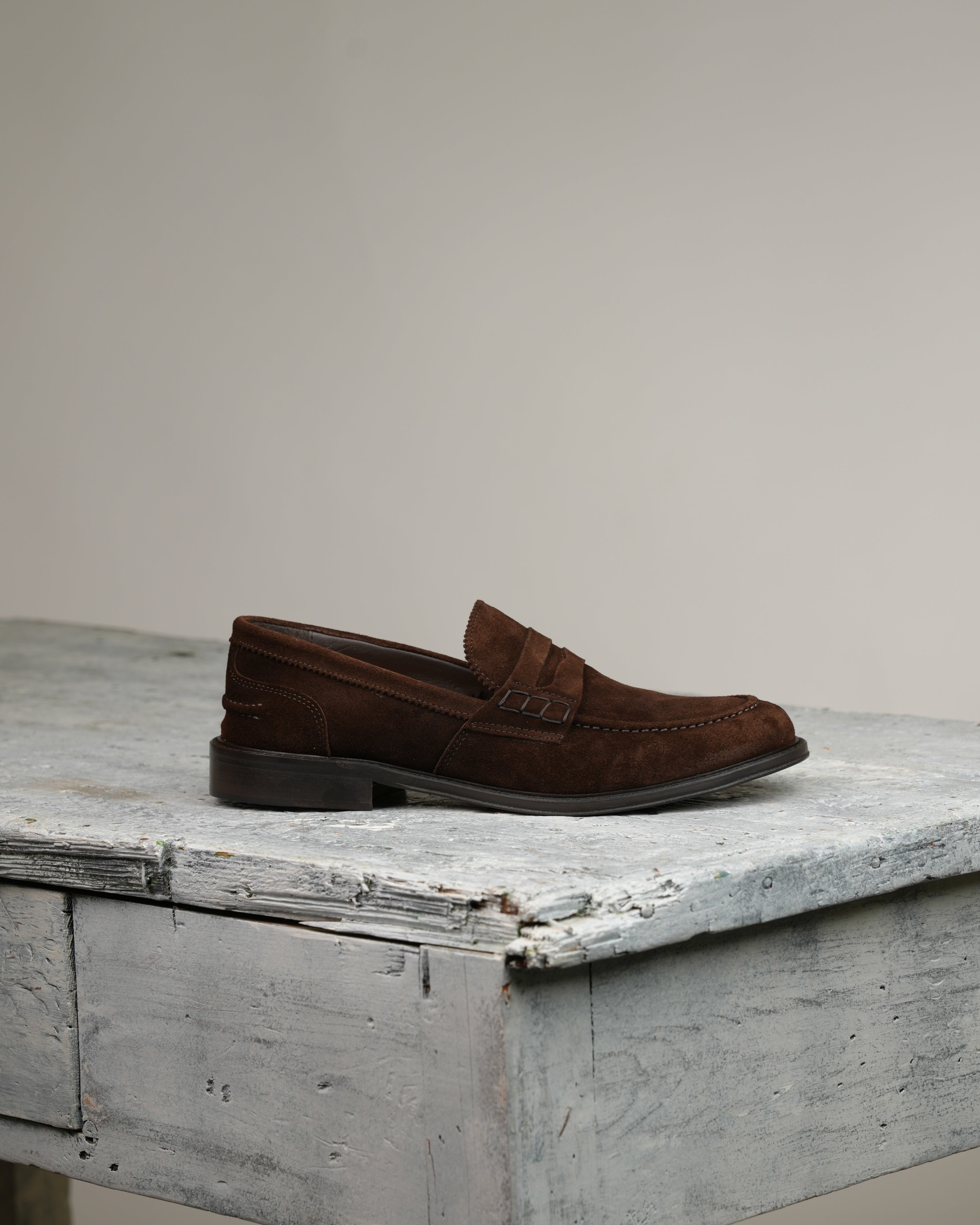 SHALAPI Matera 1.1 penny loafers for men in suede Brown