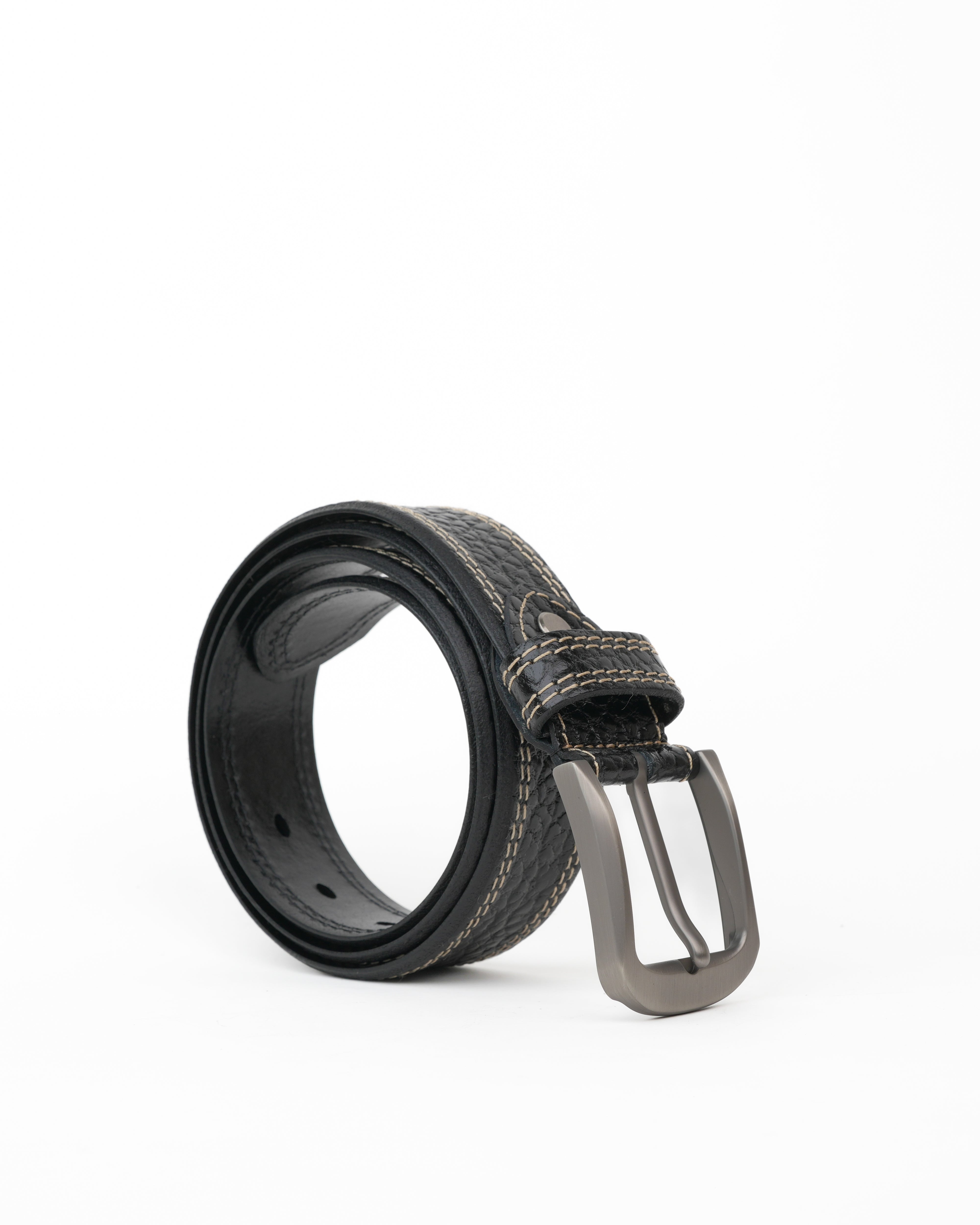 SHALAPI Genuine leather belts for jeans in black
