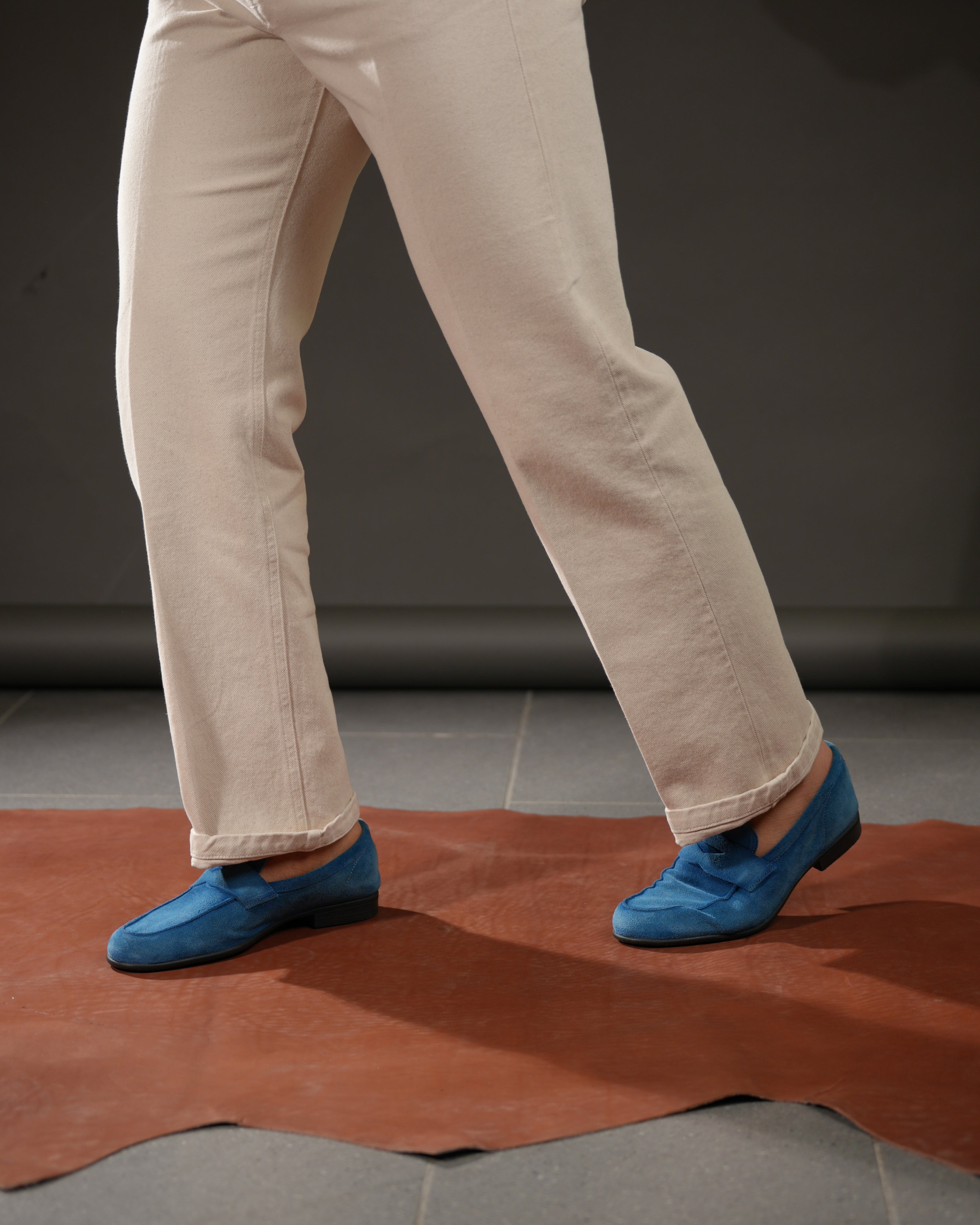 Marechiaro penny loafers in suede light blue
