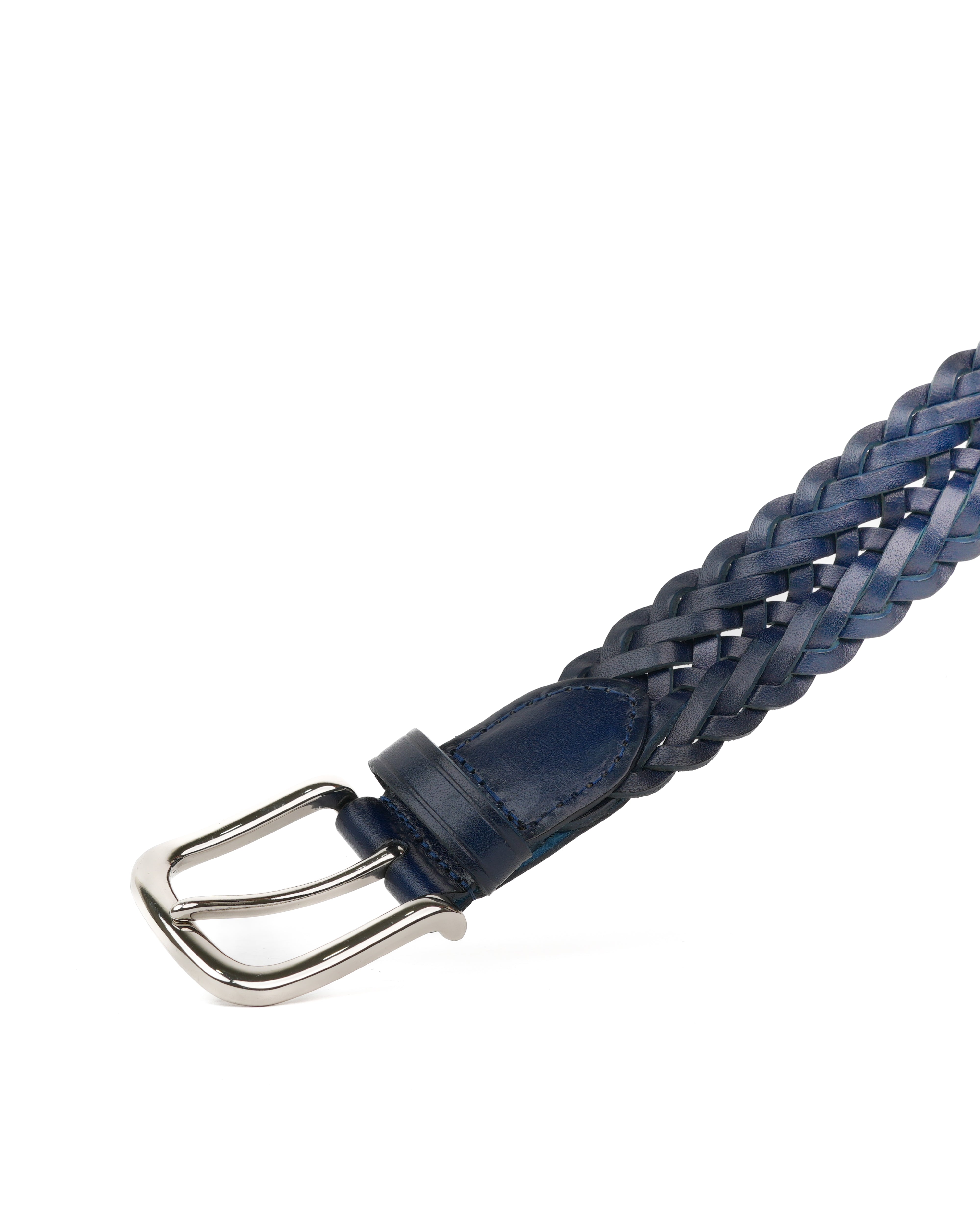 Handmade Braided Leather Belt in Navy Blue – Shalapi Italy