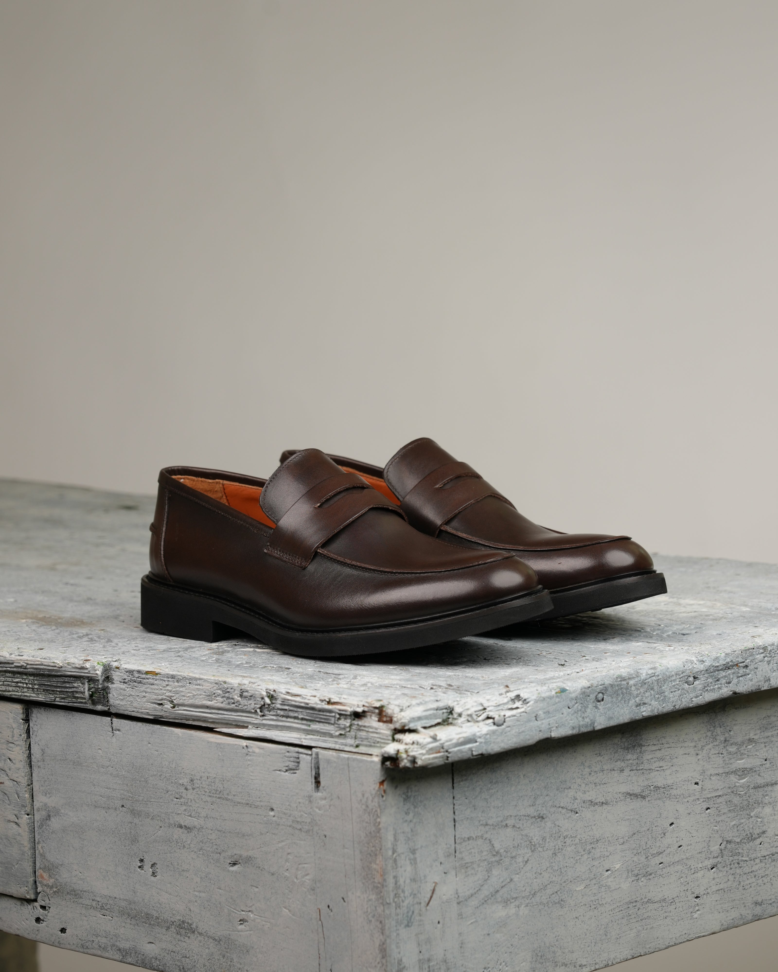 SHALAPI italian penny loafers for men in brown