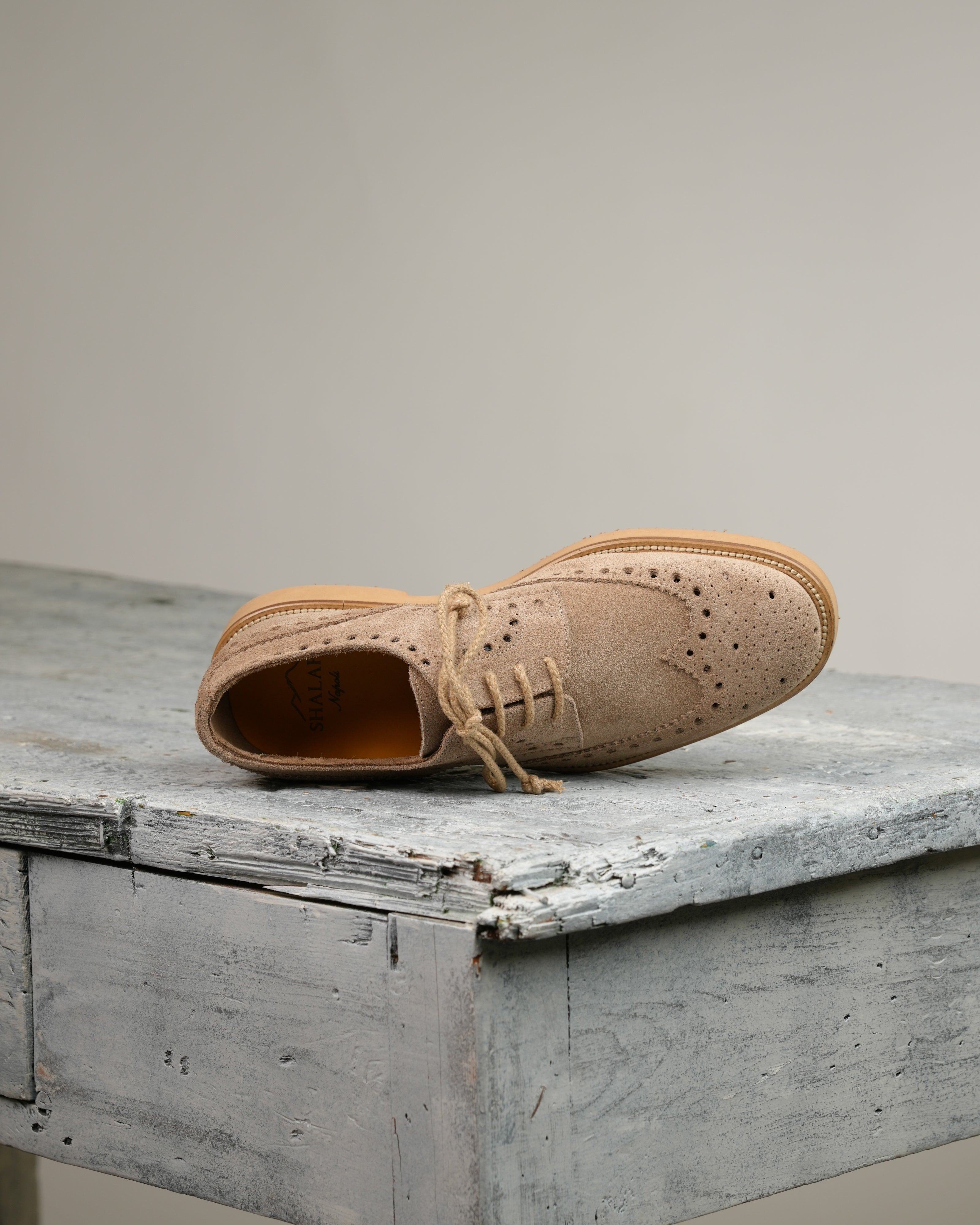 Ponente – Oxford brogue in Beige Suede