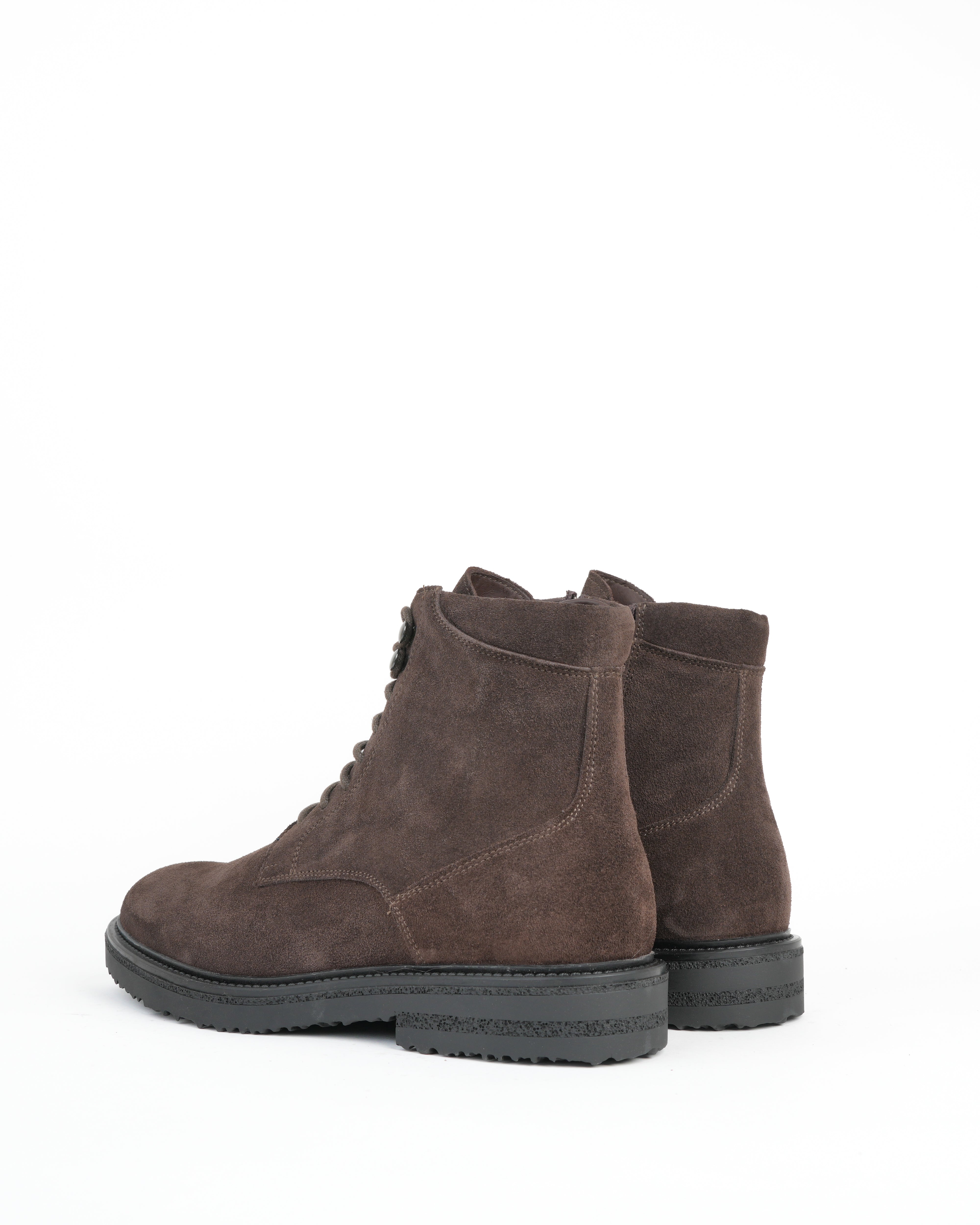 SHALAPI luxury 1.1 plain toe boots in suede leather in brown