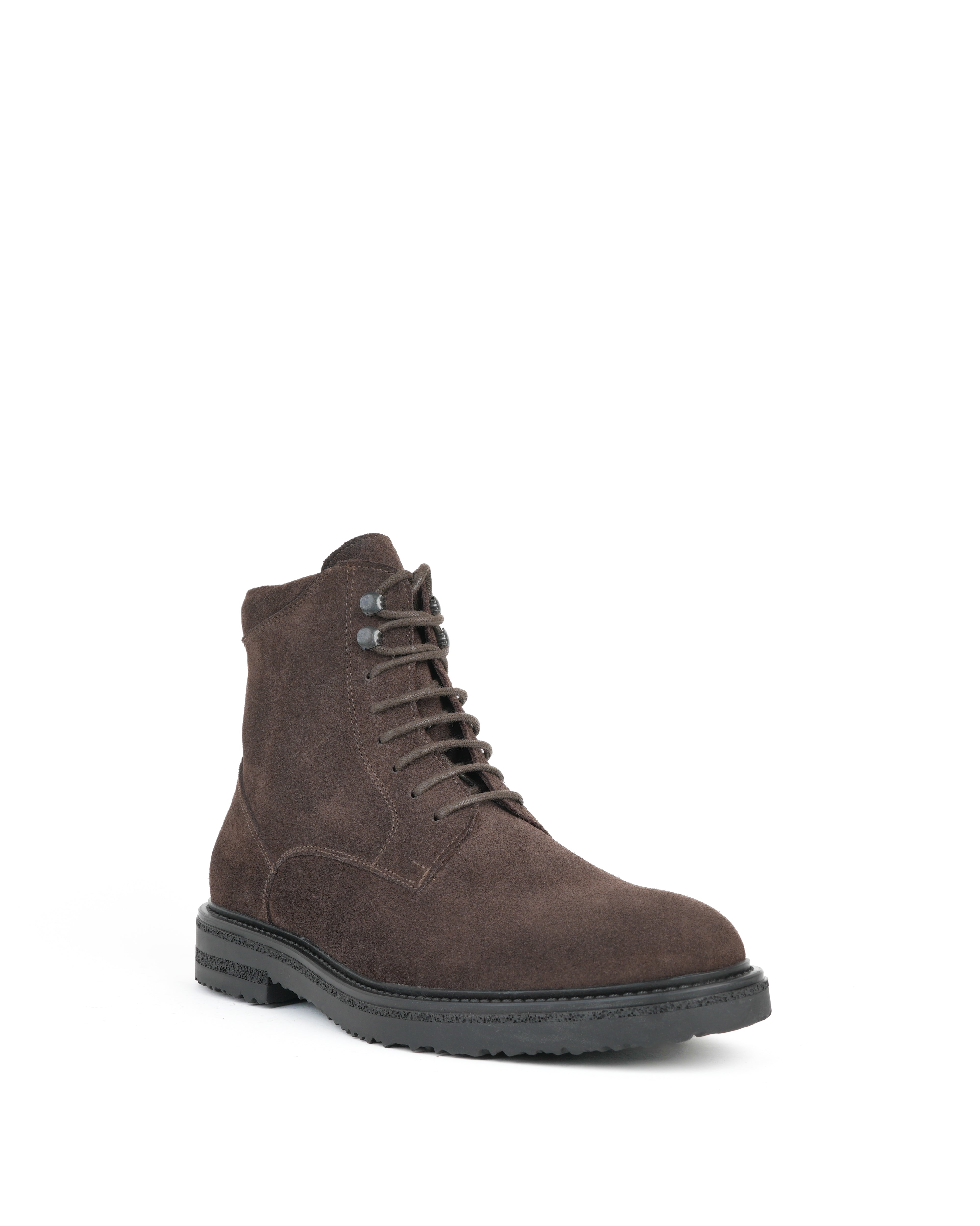SHALAPI luxury 1.1 plain toe boots in suede leather in brown