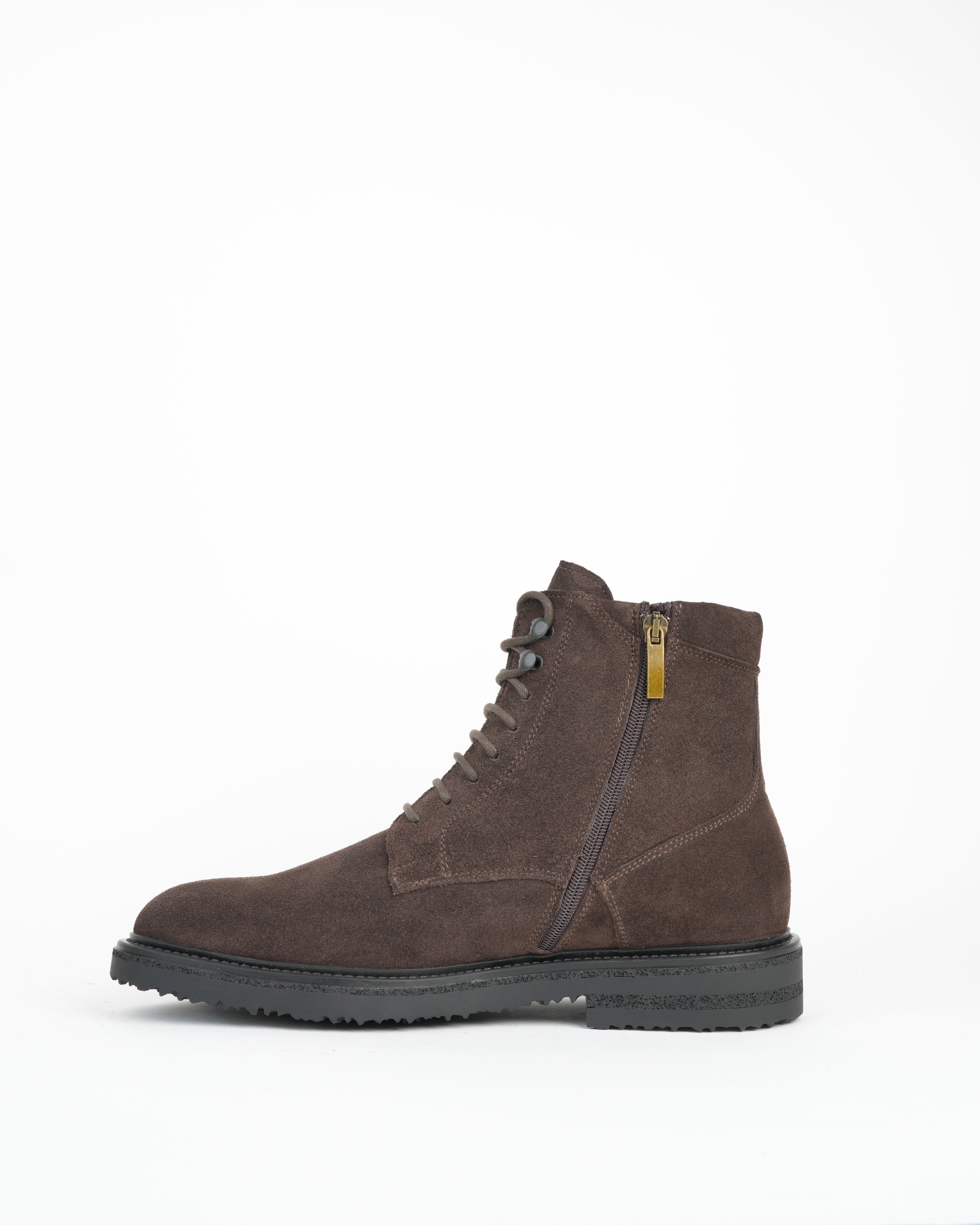 SHALAPI luxury 1.1 plain toe boots in suede leather in brown