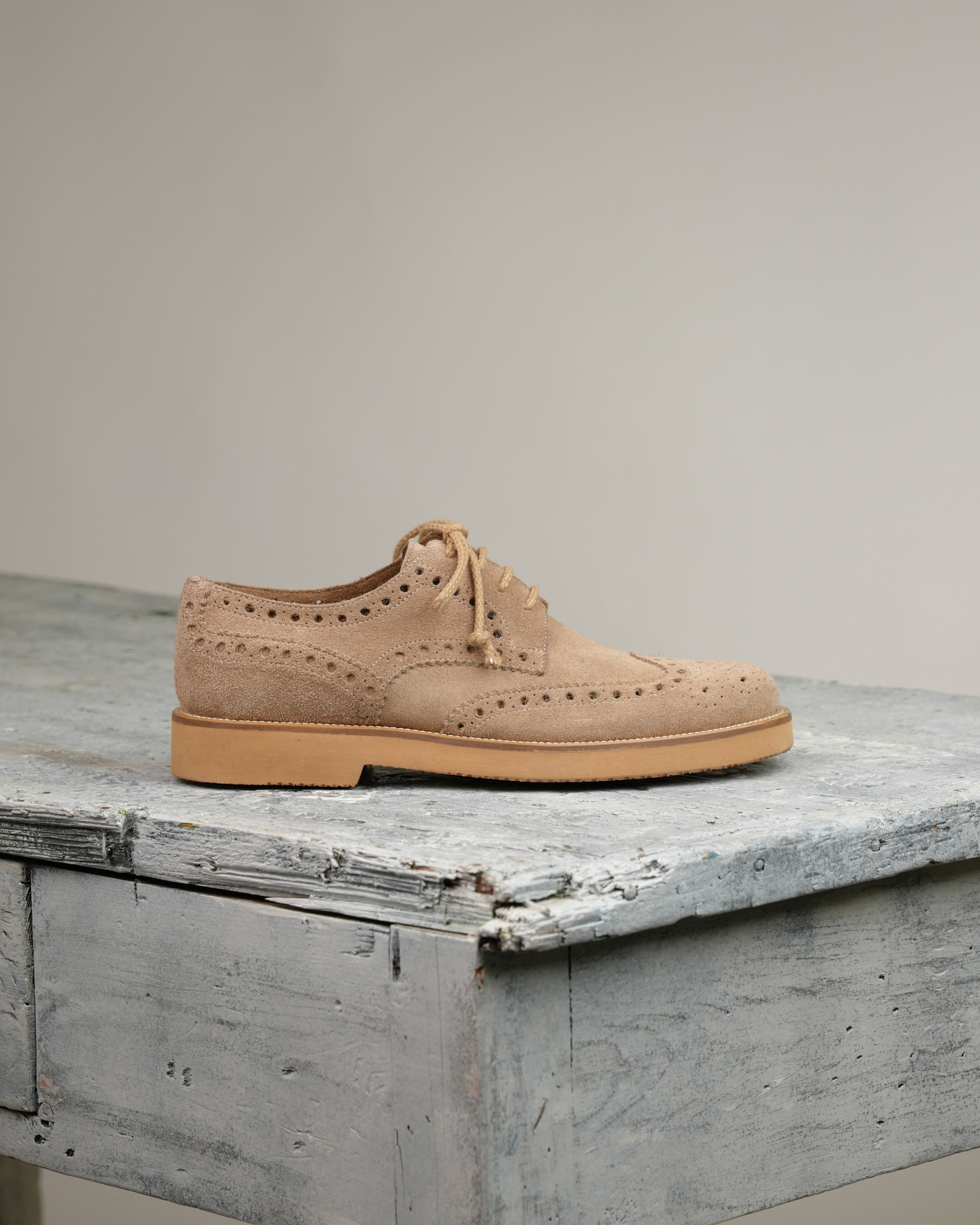 Ponente – Oxford brogue in Beige Suede