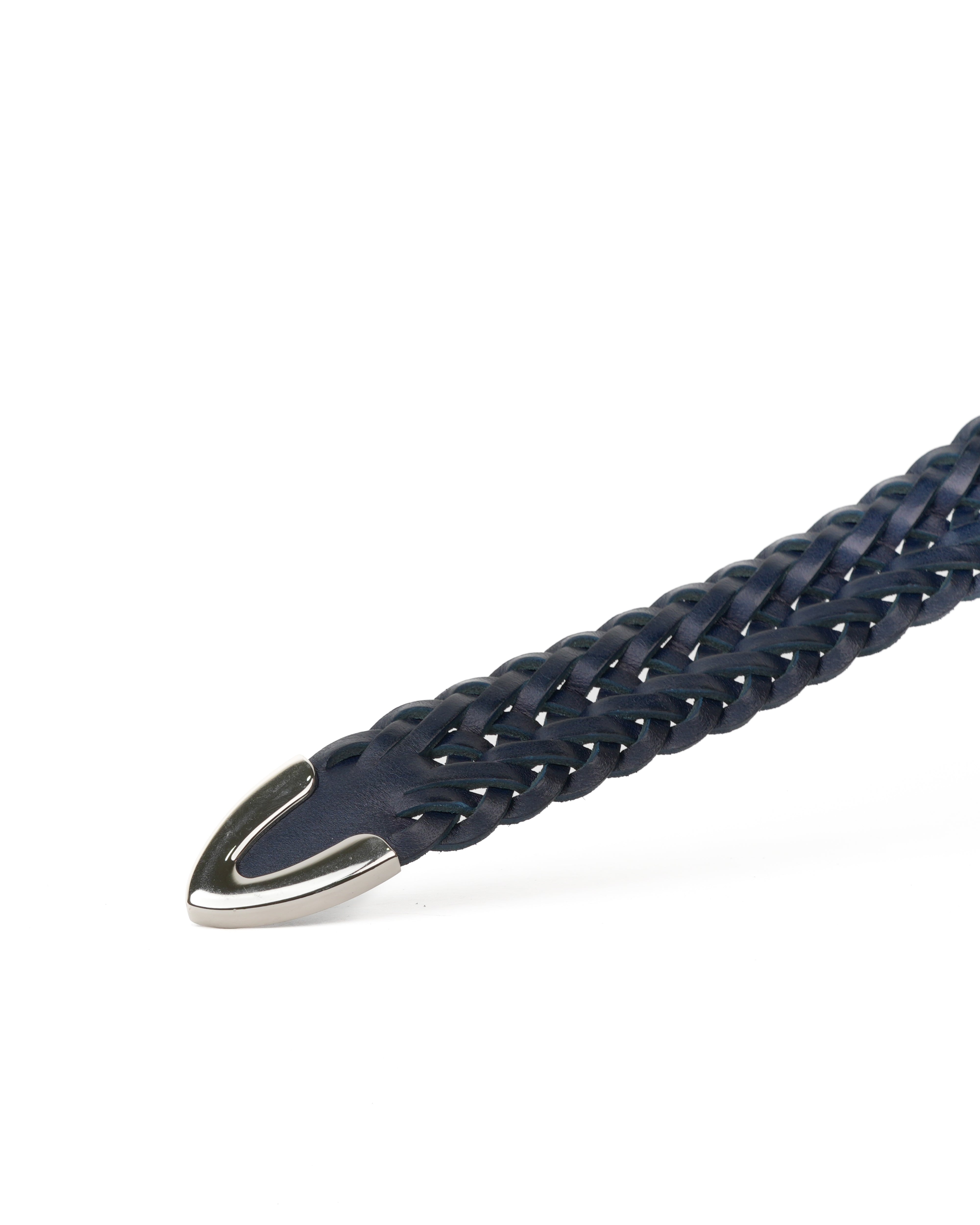 Handmade Braided Leather Belt in Navy Blue – Shalapi Italy