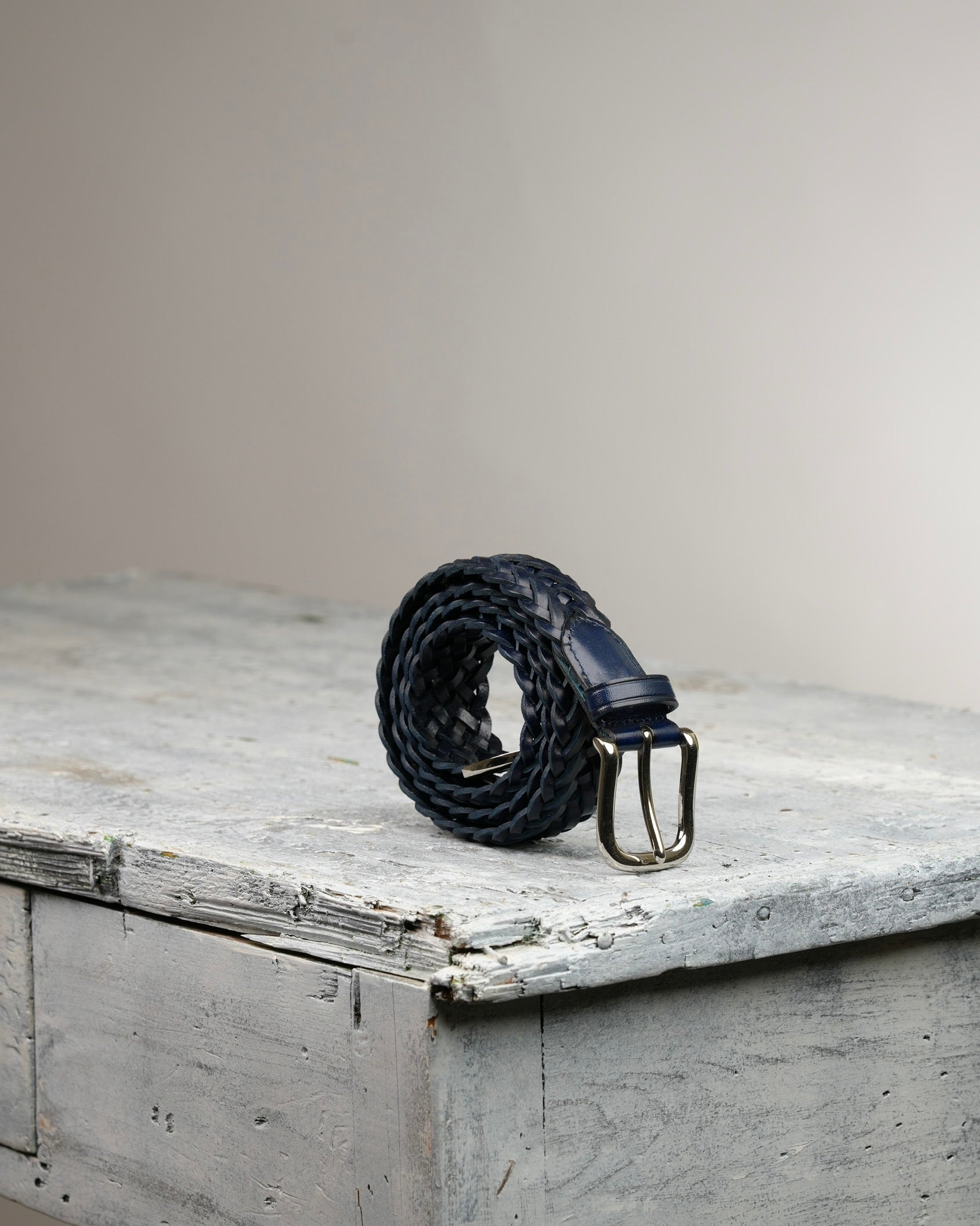 Handmade Braided Leather Belt in Navy Blue – Shalapi Italy