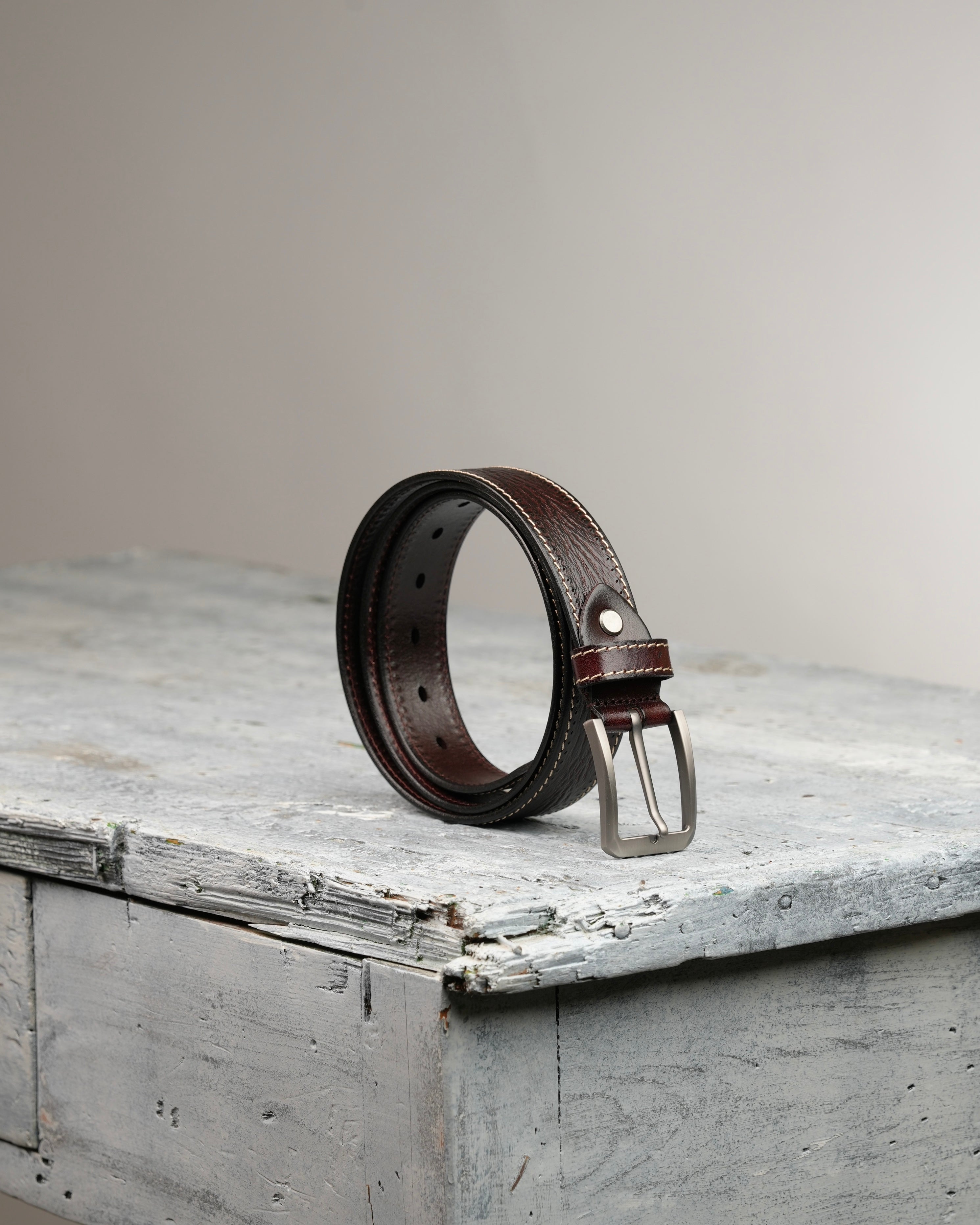 SHALAPI Genuine leather belts in dark brown